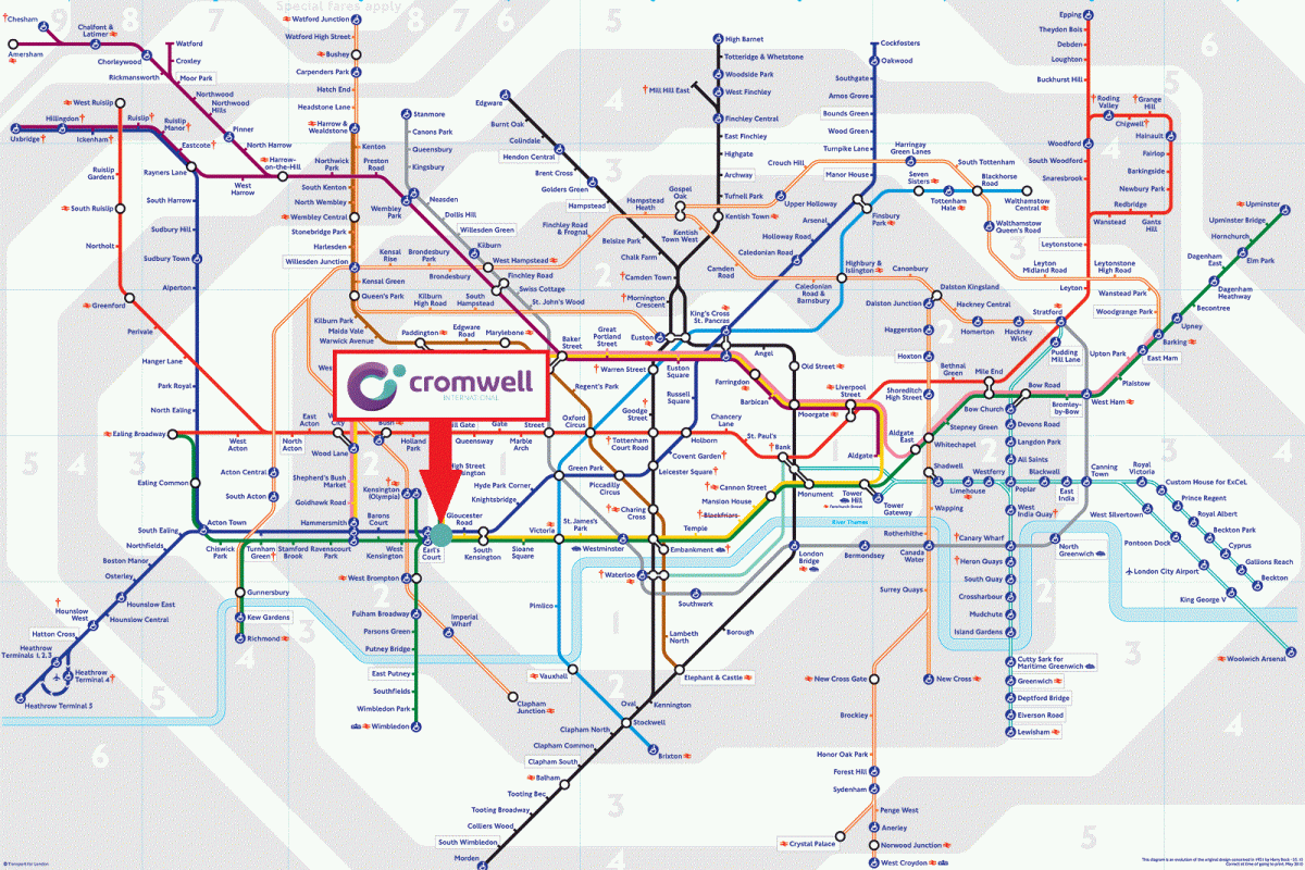 Cromwell international Hotel London Location tube_map